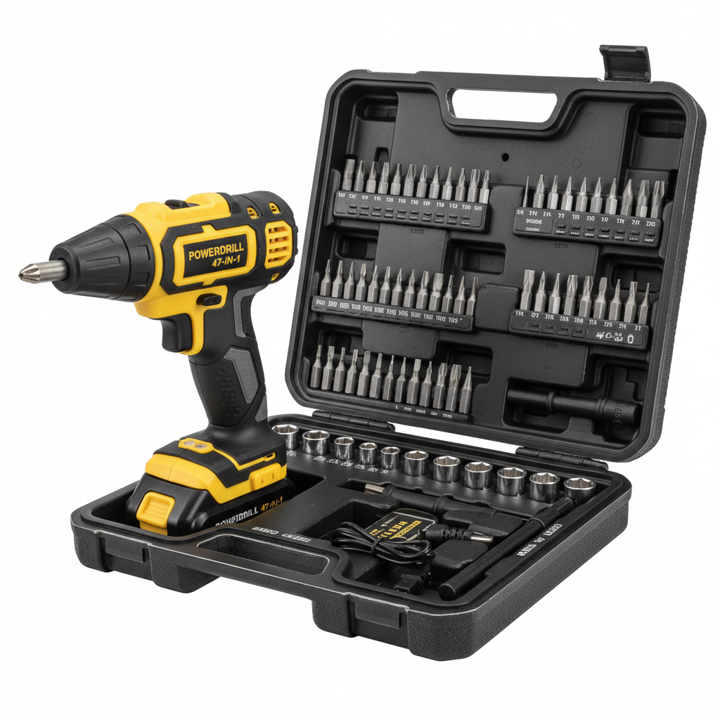 Kit avvitatore elettrico senza fili con 47 accessori in valigetta organizzata